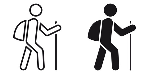 Fototapete - ofvs203 OutlineFilledVectorSign ofvs - person hiker backpack vector icon . isolated transparent . human . black outline and filled version . AI 10 / EPS 10 . g11543