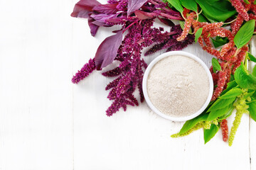 Poster - Flour amaranth in bowl on light board top