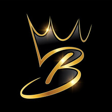 Gold Monogram Crown Logo Initial Letter B