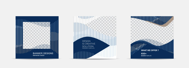 Wall Mural - set square banner template for social media post and web internet ads.vector illustrations.