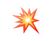 Cartoon-styled red, yellow fiery burst collision star icon on transparent background