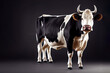 Black and white cow with five legs as genetic engineering concept