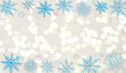 Wall Mural -  beautiful winter background with blue snowflakes on a shiny background