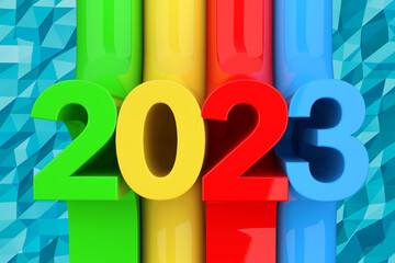 Aufkleber - Abstract New 2023 Year Sign. 3d Rendering