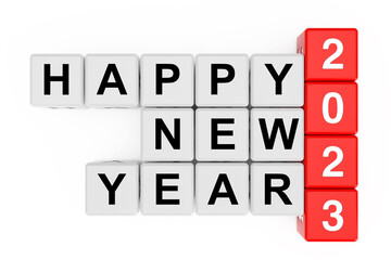 Aufkleber - New 2023 Year concept. Happy New Year 2023 Sign as Crossword Blocks. 3d Rendering