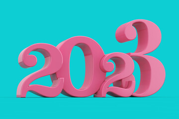 Aufkleber - 2023 New Year Pink Sign in Duotone Style. 3d Rendering