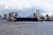 Tore der Thames Barrier in geöffneter Normalstellung, Flutschutzwehr, Themse, London, Region London, England, Großbritannien, Europa