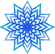 Watercolor symmetric snowflake. Ice winter garmony. New year concept, frozen beauty.