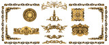 Fototapeta Dziecięca - Decorative noble golden vintage style ornamental stucco and plaster embellishment elements for anniversary, jubilee and festive designs