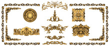 Decorative Noble Golden Vintage Style Ornamental Stucco And Plaster Embellishment Elements For Anniversary, Jubilee And Festive Designs