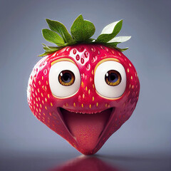 Wall Mural - strawberry comic face