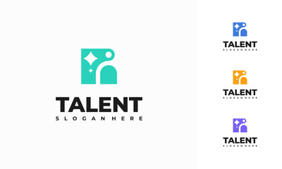 Wall Mural - talent logo designs concept vector, rising star logo designs template, reaching star logo symbol