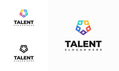 Wall Mural - talent logo designs concept vector, rising star logo designs template, reaching star logo symbol