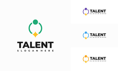 Wall Mural - talent logo designs concept vector, rising star logo designs template, reaching star logo symbol
