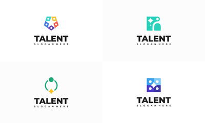 Wall Mural - set of talent logo designs concept vector, rising star logo designs template, reaching star logo sym