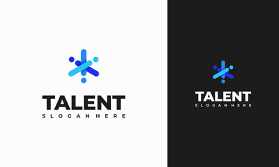 Wall Mural - talent logo designs concept vector, rising star logo designs template, reaching star logo symbol