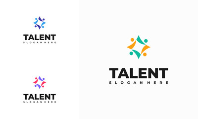 Wall Mural - talent logo designs concept vector, rising star logo designs template, reaching star logo symbol