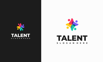 Wall Mural - talent logo designs concept vector, rising star logo designs template, reaching star logo symbol