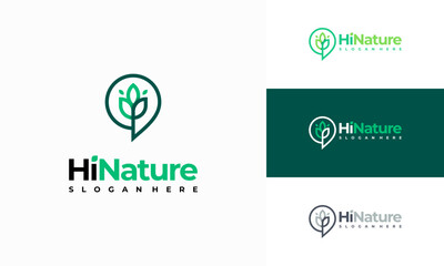 Wall Mural - nature talk logo template design. hello nature logo designs concept vector