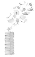 Wall Mural - paper stack flying wind document business pile office paperwork file report freedom air fly free document heap data work order education