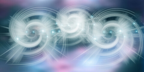 Wall Mural - futuristic, art, mystic, space energy background with three whirl or vortex and stars like universe 