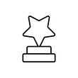 Star figurine line icon. Achievement, achieve, top, feedback, rating, rate, review, reaction, award, badge, trophy. Business concept. Vector black line icon on a white background