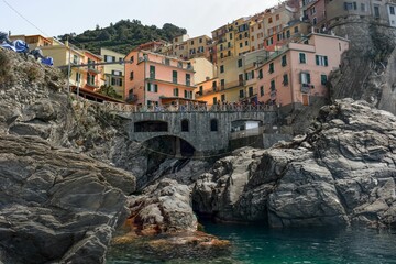 Canvas Print - Beautiful landscape of the traditional typical Italian village of Manarola