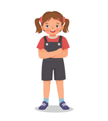cute little girl standing with arms crossed pose