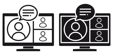 Poster - ofvs204 outlinefilledvectorsign ofvs - video conference vector icon . business team . computer scree