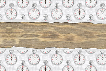 Wall Mural - Time background with stopwatch on grunge silver with a rip border