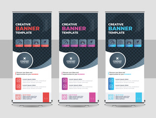 Wall Mural - Business Roll-up banner, Corporate promotional stand roll-up layout, pull-up standee abstract banner template