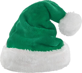 Wall Mural - green santa hat isolated on white background