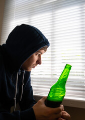 Poster - Sad Young Man with a Beer