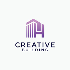 Wall Mural - Tech building logo design architectural construction building design template vector