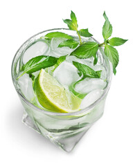 Wall Mural - Fresh Mojito cocktail on white background