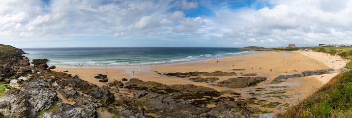 Poster - panorama landscape of Fistral Beach in Newquay on a sunny late summer day