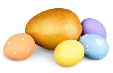 Sticker - Colorful handmade easter eggs isolated on a white