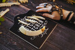 © Anna - Soft focus at various types of animal fangs with magical uses in the sorcerer's laboratory. The witcher's blurry hand visible in the background. Alchemist's kitchen. Mystical place. Esoteric alchemy