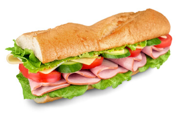 Sticker - Ham and cheese salad submarine sandwich from freshly cut baguette