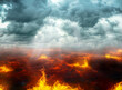 canvas print picture - Heaven paradise above and fiery hell below. Religious theme concept.