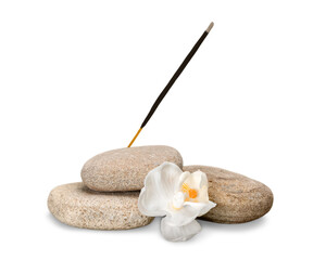 Flower and Rocks with Incense Stick