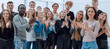 © ASDF - group of young people applauding . photo with copy space.