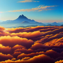 Wall Mural - sunset over the mountains