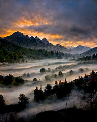 Canvas Print - sunset in the mountains