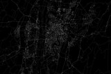 Fototapeta Desenie - Stylized map of the streets of Chongqing (China) made with white lines on black background. Top view. 3d render, illustration