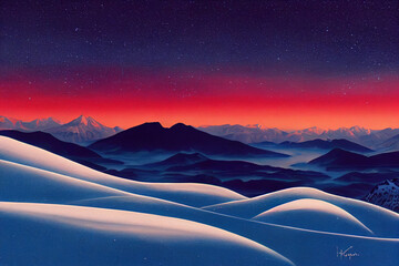 Wall Mural - sunset in mountains