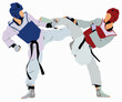 Illustration of two training martial art of taekwondo.