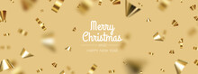 Falling Shiny Golden Confetti , Gold Christmas Elements