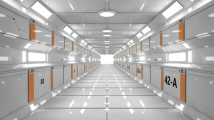 Wall Mural - 3d render futuristic interior corridor