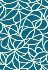 Poster - 2d illustrated abstract seamless mesh pattern. Elegant ornament texture with curved grid wavy lattice floral shapes. Simple blue and beige ornamental background. Repeat design for fabric ceramic decor
